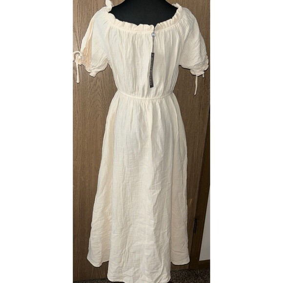 Scarlet Darkness NWT W’s S Seersucker Cotton Apricot Off Shoulder Pocket Dress - Picture 9 of 10